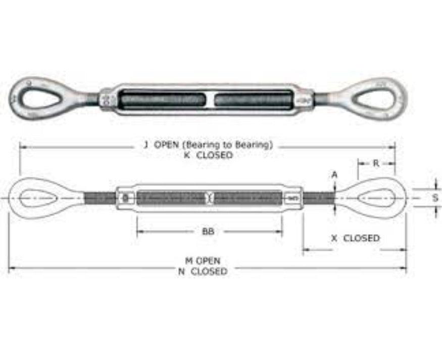 Crosby HG226 eye/eye Turnbuckle, 500lb- 75,000lb capacity