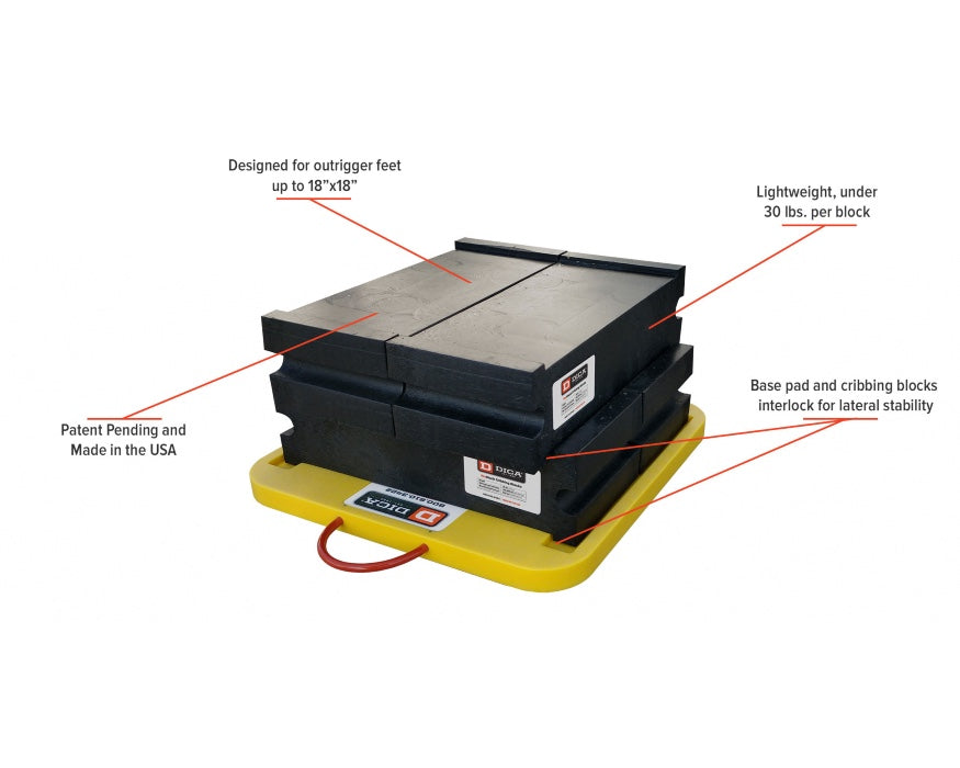 DICA PSC-1212-6 ProStack Cribbing Blocks with Pyramid Locking 55,000lb capacity (Black)