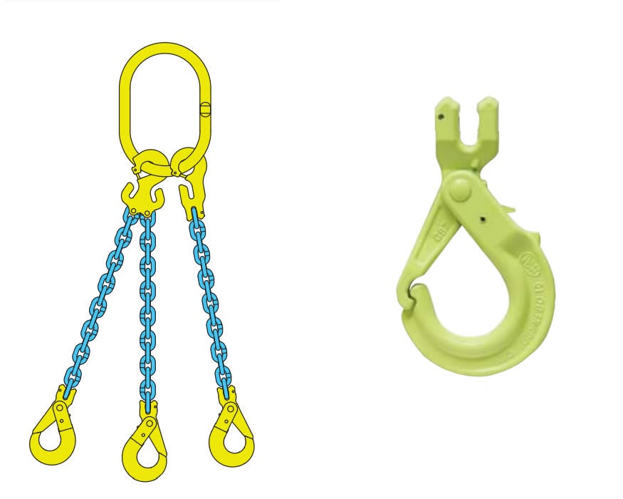 Crosby | Gunnebo Grade 10/100 Alloy FlexiLeg Chain Sling, Self Locking Hook, 3 legs, 14,800lb- 58,700lb capacity