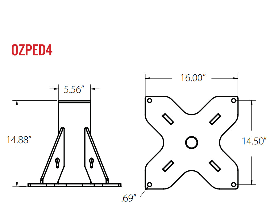 OZ Lifting OZPED4 Pedestal Base for a Steel Davit, 1 1/4t capacity