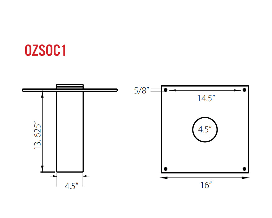 OZ Lifting OZSOC1 Socket Base for a Composite Davit, 1,200lb capacity