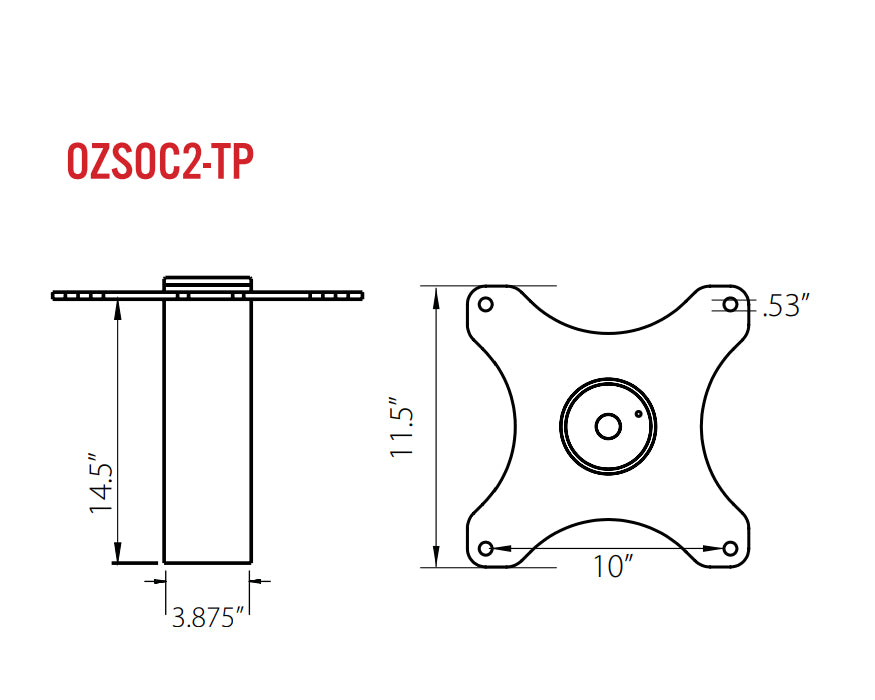 OZ Lifting OZSOC2-TP Socket Base for a Tele pro Davit, 1/4t capacity