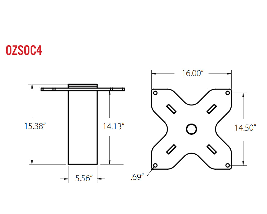 OZ Lifting OZSOC4 Socket Base for a Tele-Pro Davit, 1 1/4t capacity