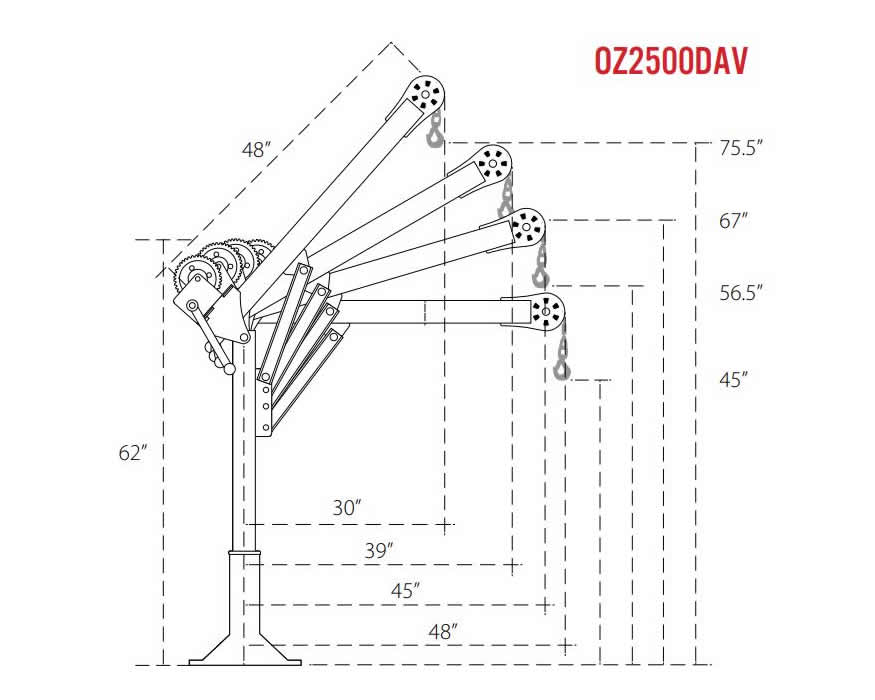 OZ Lifting Steel Davit, 500lb- 2,500lb capacity