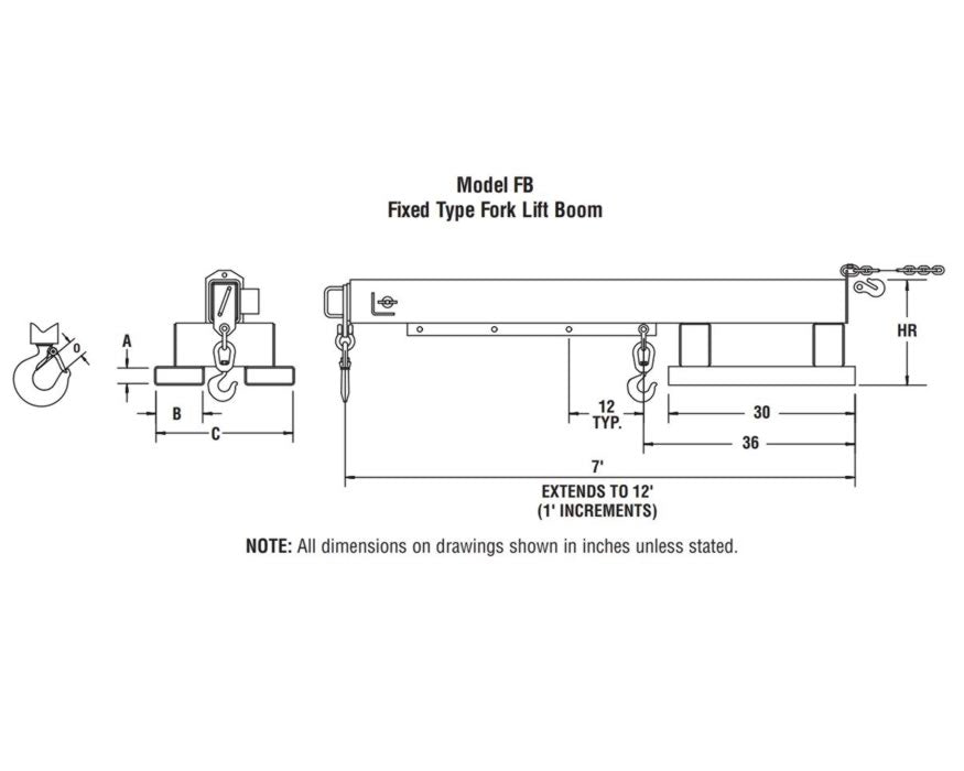 Caldwell Telescopic Fork Boom, 3,000lb- 8,000lb capacity