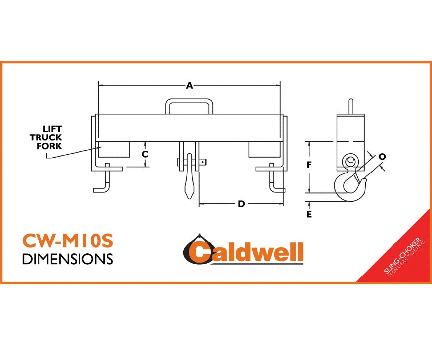 Caldwell Single Hook Forklift Beam, 4,000lb- 10,000lb capacity